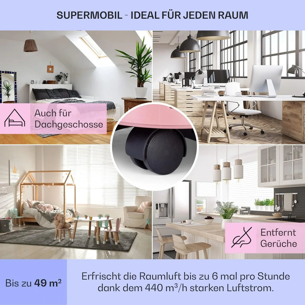 Klarstein Mobile Klimaanlage mit Abluftschlauch, 5-in-1 Klimagerät, Ventilator, Luftentfeuchter, Luftreiniger & Nachtmodus, App-Steuerung, Kleine & Portable, für Wohnung & Büro, 12000 BTU