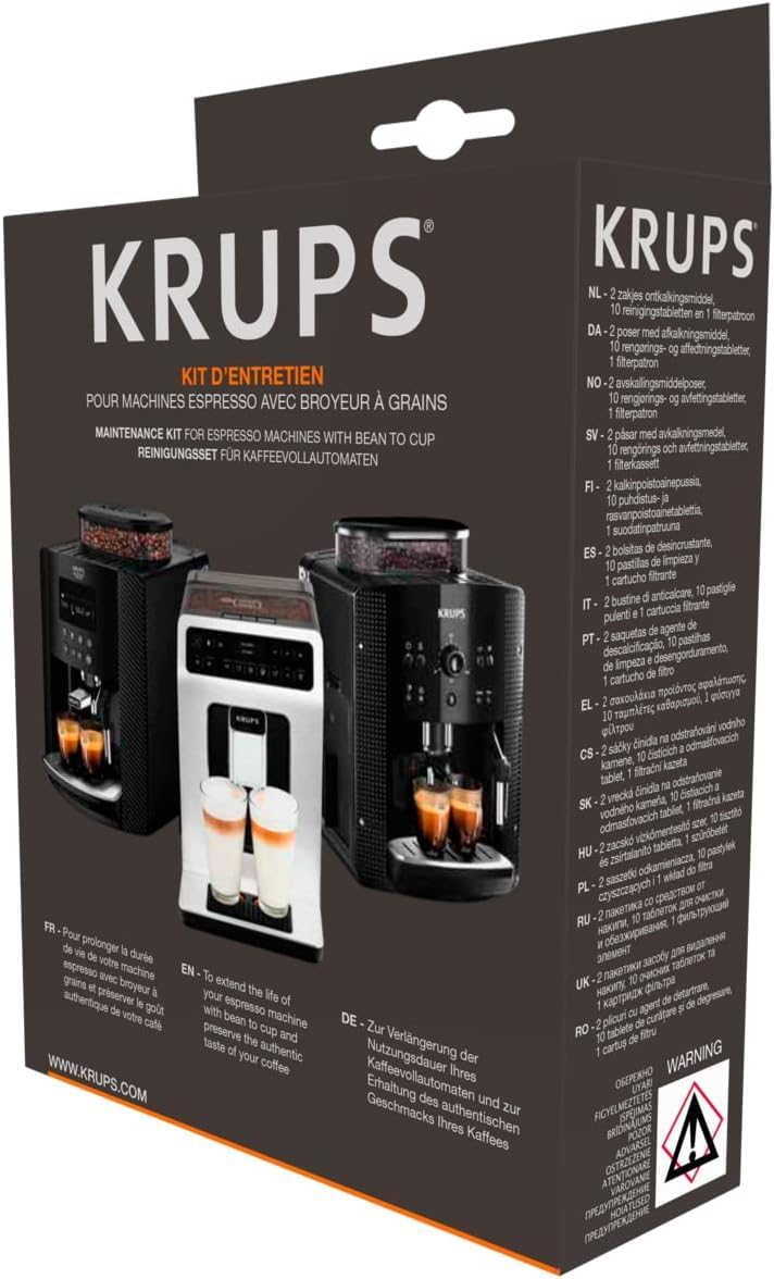 Krups Essential Kaffeevollautomat mit Milchschlauch, 2-Tassen-Funktion, LCD-Display, Einfache Reinigung, Kaffeemaschine, TÜV-Siegel, Schwarz, EA816031
