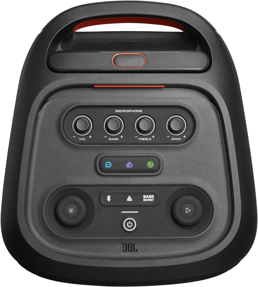JBL Partybox Stage 120 in Schwarz – Tragbare Bluetooth-Lautsprecher-Box mit JBL Pro Sound, Lichtshow, KI-Sound-Boost und Teleskopgriff – 12 h Laufzeit