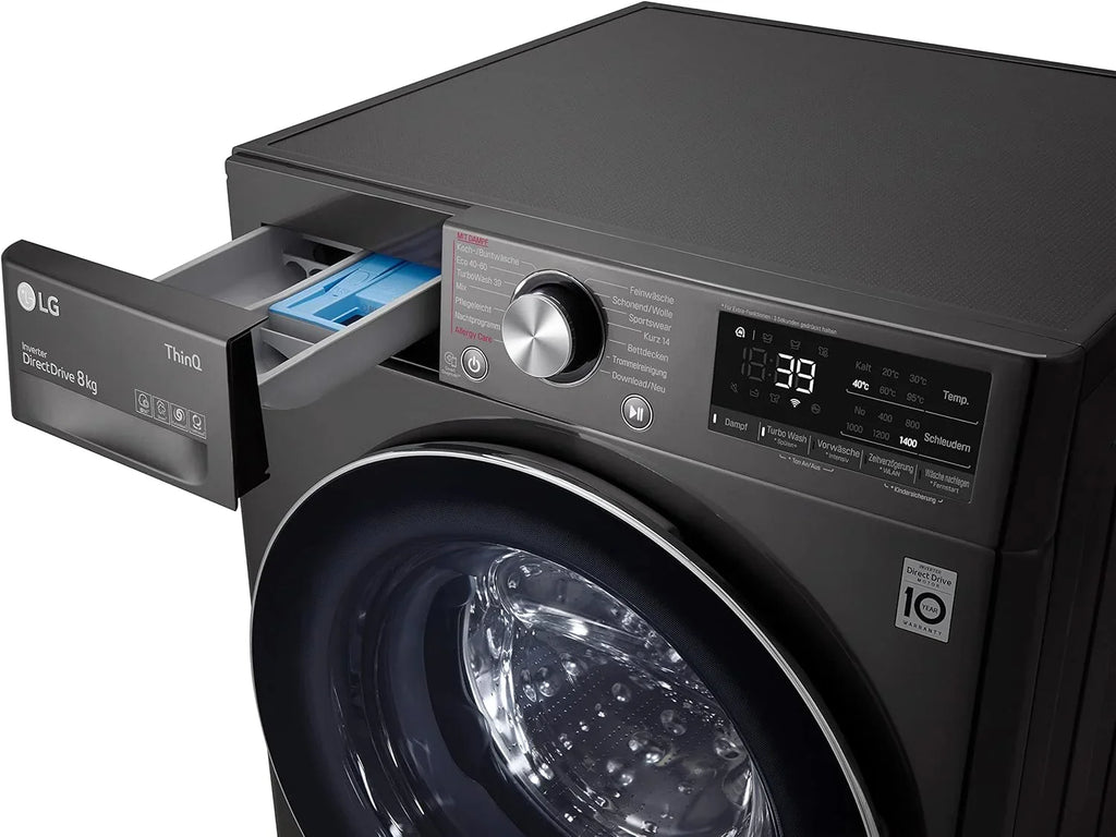 LG F4WV7080, Klasse A, Frontlader-Waschmaschine 8 kg, 1400 U/Min, AI Direct Drive, Wi-Fi, Tiefenreinigung mit Dampf, Groe Kapazitt, TRIPLE A, Auentür aus Sicherheitsglas, 62 x 60 x 85 cm  Wei