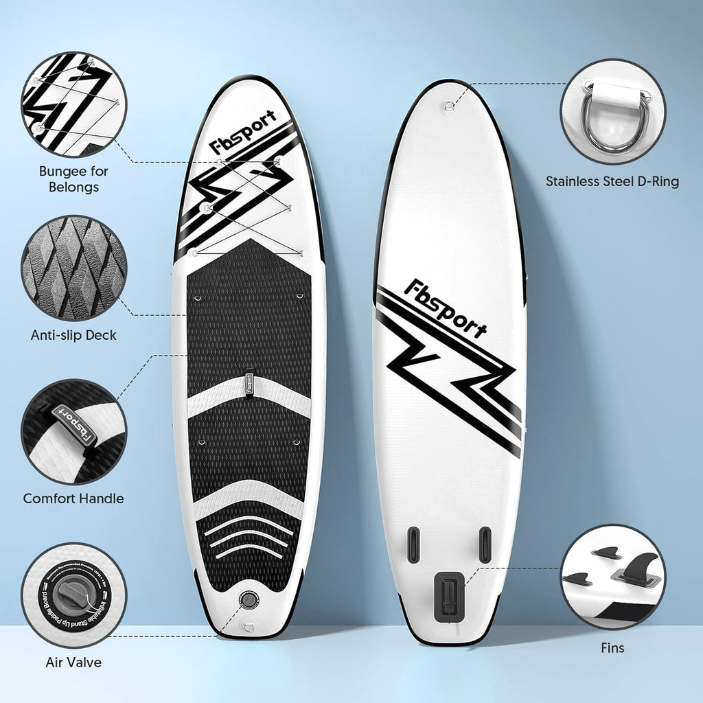 Premium-Stand-Up-Paddle-Board, Yoga-Board mit strapazierfähigem SUP-Zubehör und Tragetasche | Breiter Stand, Surf-Kontrolle, rutschfestes Deck, Leine, Paddel und Pumpe für Jugendliche und Erwachsene