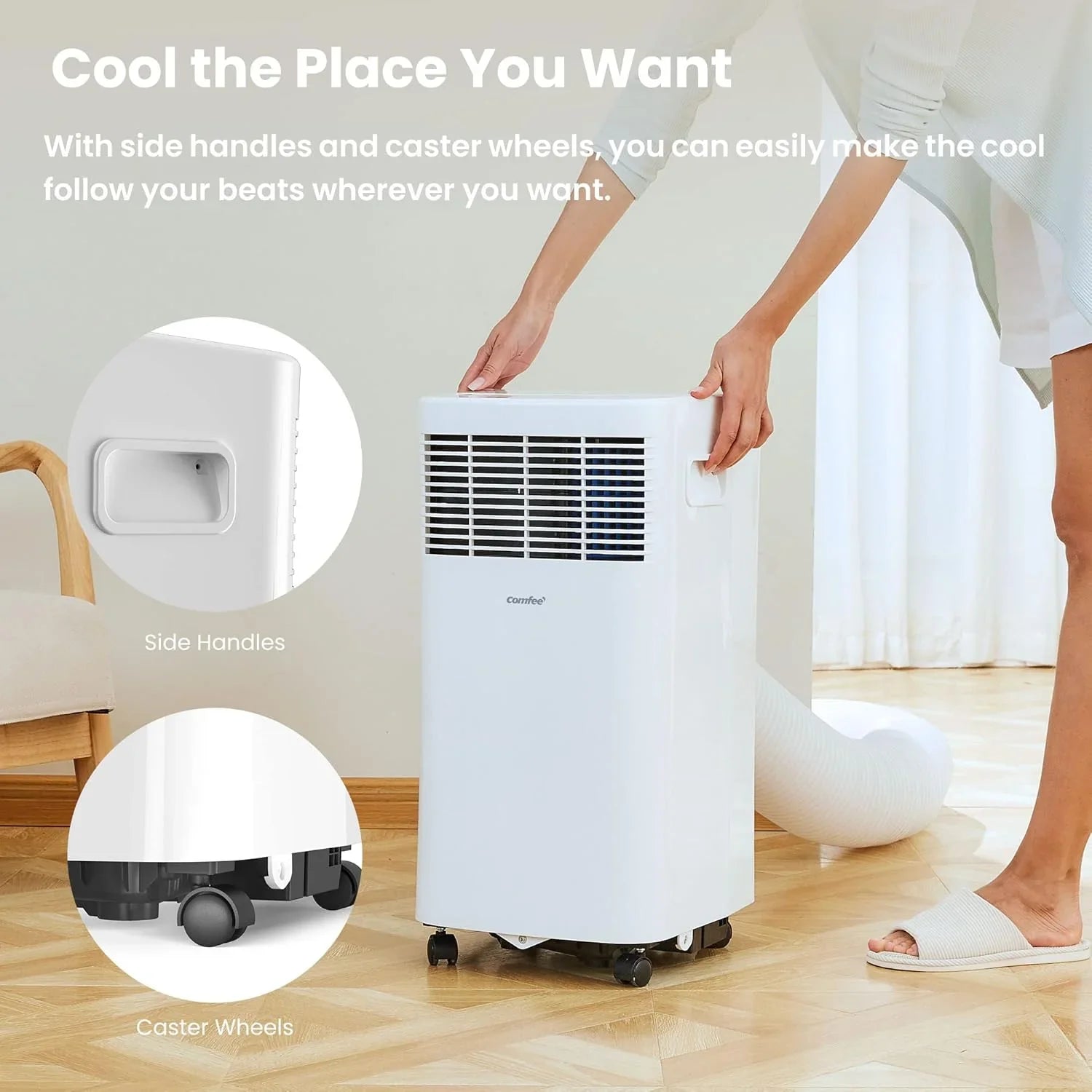 Comfee Mobiles Klimagerät MPPH-09CRN7, 9000 BTU 2,6kW, Kühlen&Ventilieren&Entfeuchten, Raumgröße bis 88m³(33㎡), Mobile Klimaanlage mit Abluftschlauch