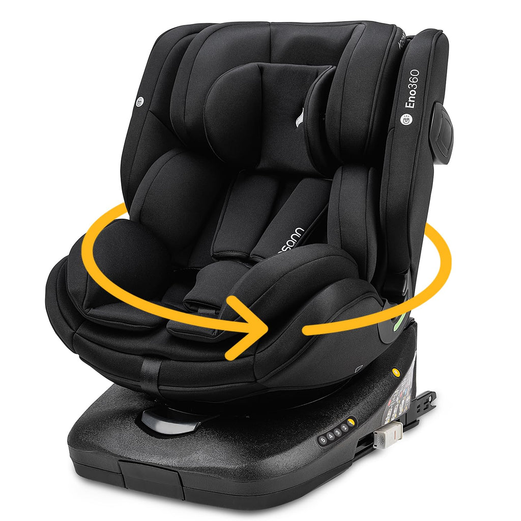 Osann Eno360 i-Size, drehbarer Kindersitz 40-150 cm, Reboarder mit Isofix, Baby Autositz – Dark Grey Melange
