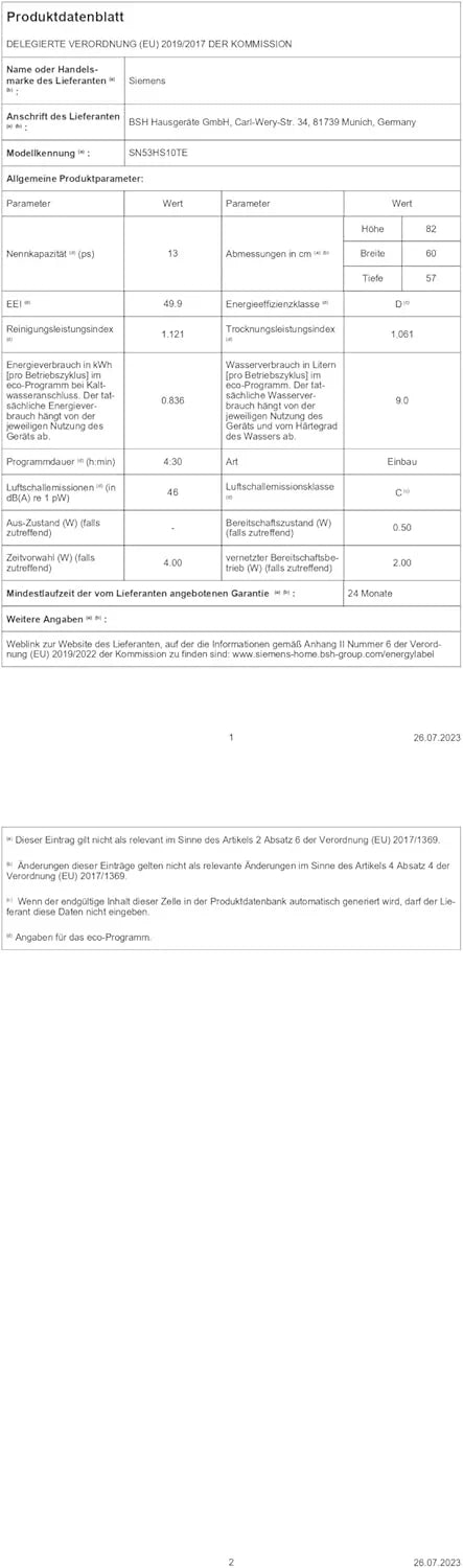Siemens SN63EX06VE, iQ300 Smarter Geschirrspüler, Vollintegrierte Spülmaschine, 60 cm, Besteckschublade, Extra leise, varioSpeed, Automatische Türöffnung, Dreifach rackMatic, infoLight, intesiveZone