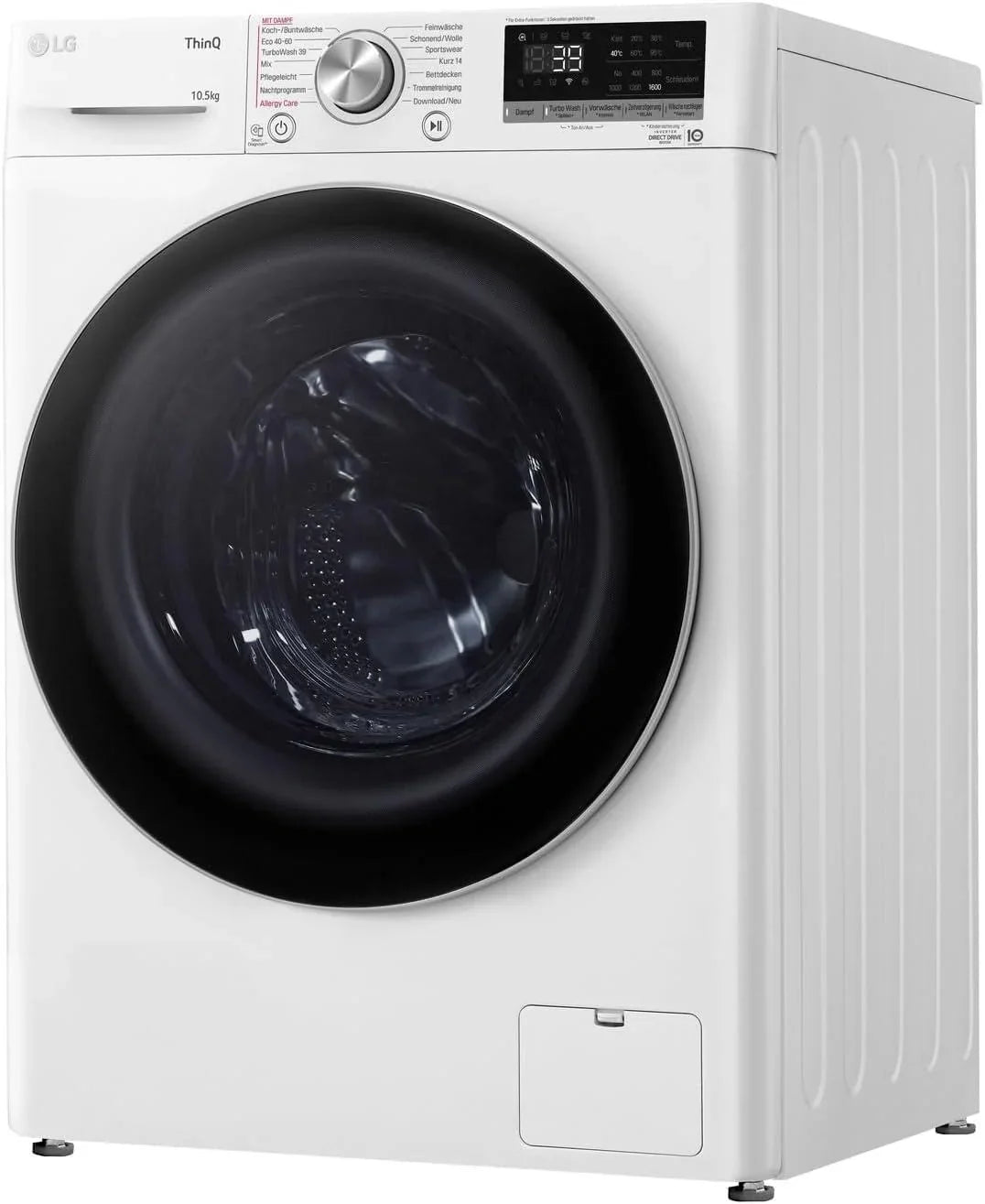 LG F4WV7080, Klasse A, Frontlader-Waschmaschine 8 kg, 1400 U/Min, AI Direct Drive, Wi-Fi, Tiefenreinigung mit Dampf, Groe Kapazitt, TRIPLE A, Auentür aus Sicherheitsglas, 62 x 60 x 85 cm  Wei