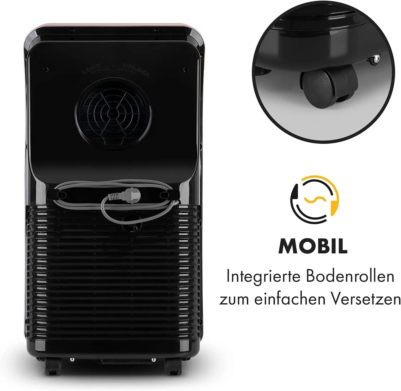 Klarstein Mobile Klimaanlage mit Abluftschlauch, 4-in-1 Klimagerät mit Ventilator, Luftentfeuchter & Nachtmodus, Kleine & Portable Klimaanlage für Wohnung & Büro, Niedriger Verbrauch, 9000 BTU