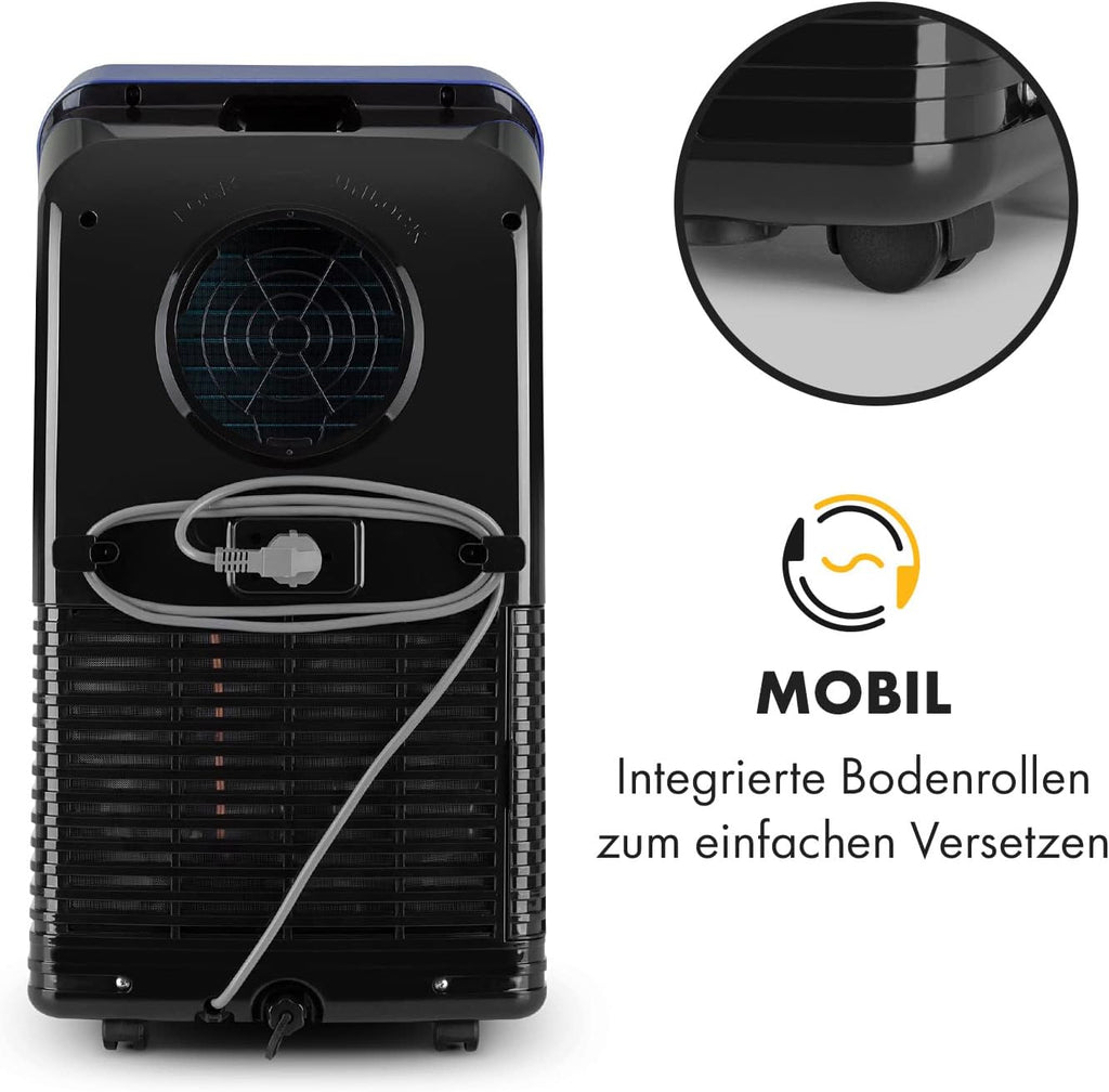 Klarstein Mobile Klimaanlage mit Abluftschlauch, 4-in-1 Klimagerät mit Ventilator, Luftentfeuchter & Nachtmodus, Kleine & Portable Klimaanlage für Wohnung & Büro, App-Steuerung, 12000 BTU
