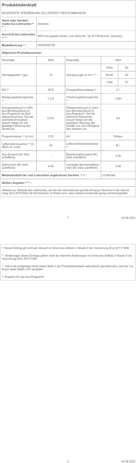 Siemens SN63EX06VE, iQ300 Smarter Geschirrspüler, Vollintegrierte Spülmaschine, 60 cm, Besteckschublade, Extra leise, varioSpeed, Automatische Türöffnung, Dreifach rackMatic, infoLight, intesiveZone