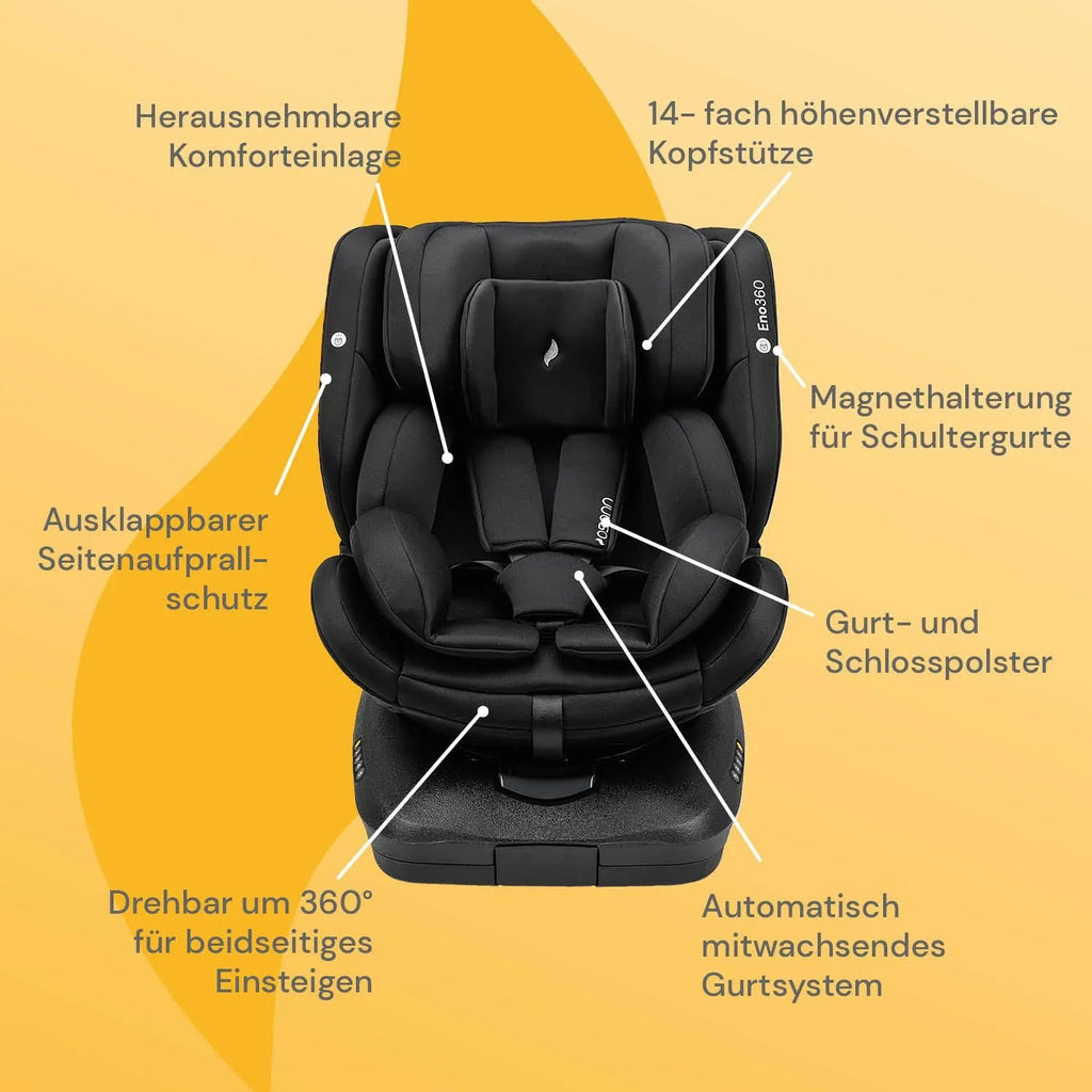 Osann Eno360 i-Size, drehbarer Kindersitz 40-150 cm, Reboarder mit Isofix, Baby Autositz – Dark Grey Melange