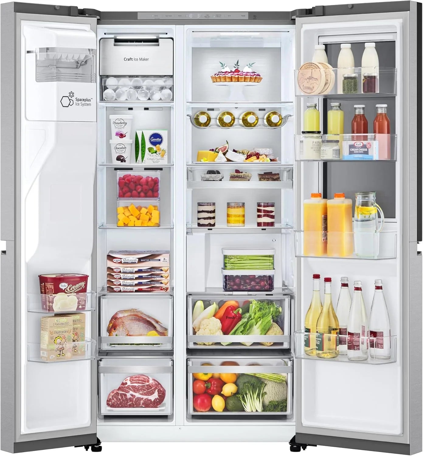 LG GSGV81PYLL Side by Side Kühlschrank, Klasse E, 635 L, Instaview, Kühlschrank mit Gefrierfach, Eis-, Crushed Ice- Wasserspender, Total NoFrost, Smart Inverter Kompressor, Wi-Fi