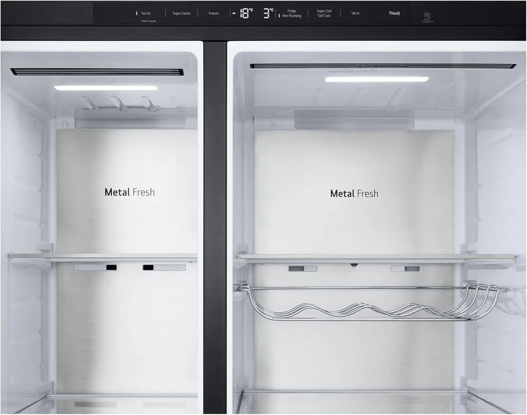 LG GSGV81PYLL Side by Side Kühlschrank, Klasse E, 635 L, Instaview, Kühlschrank mit Gefrierfach, Eis-, Crushed Ice- Wasserspender, Total NoFrost, Smart Inverter Kompressor, Wi-Fi