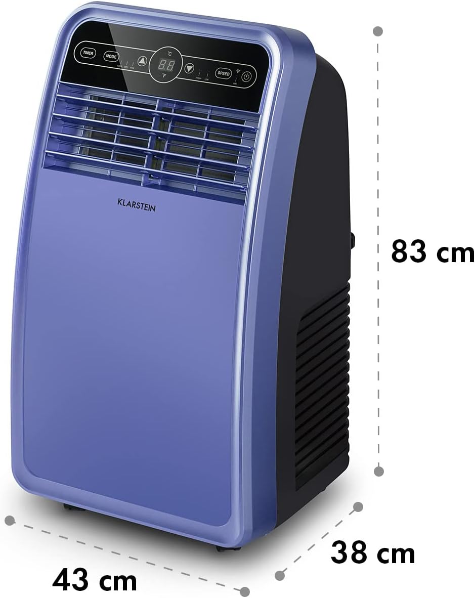 Klarstein Mobile Klimaanlage mit Abluftschlauch, 4-in-1 Klimagerät mit Ventilator, Luftentfeuchter & Nachtmodus, Kleine & Portable Klimaanlage für Wohnung & Büro, App-Steuerung, 12000 BTU