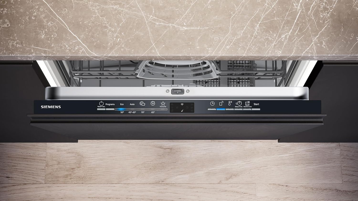 Siemens SN63EX06VE, iQ300 Smarter Geschirrspüler, Vollintegrierte Spülmaschine, 60 cm, Besteckschublade, Extra leise, varioSpeed, Automatische Türöffnung, Dreifach rackMatic, infoLight, intesiveZone