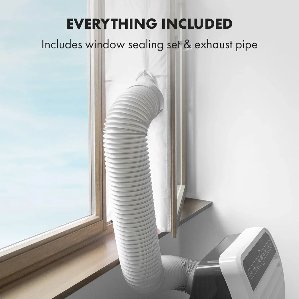 Klarstein Mobile Klimaanlage mit Abluftschlauch, 4-in-1 Klimagerät mit Ventilator, Luftentfeuchter & Nachtmodus, Kleine & Portable Klimaanlage für Wohnung & Büro, Niedriger Verbrauch, 9000 BTU