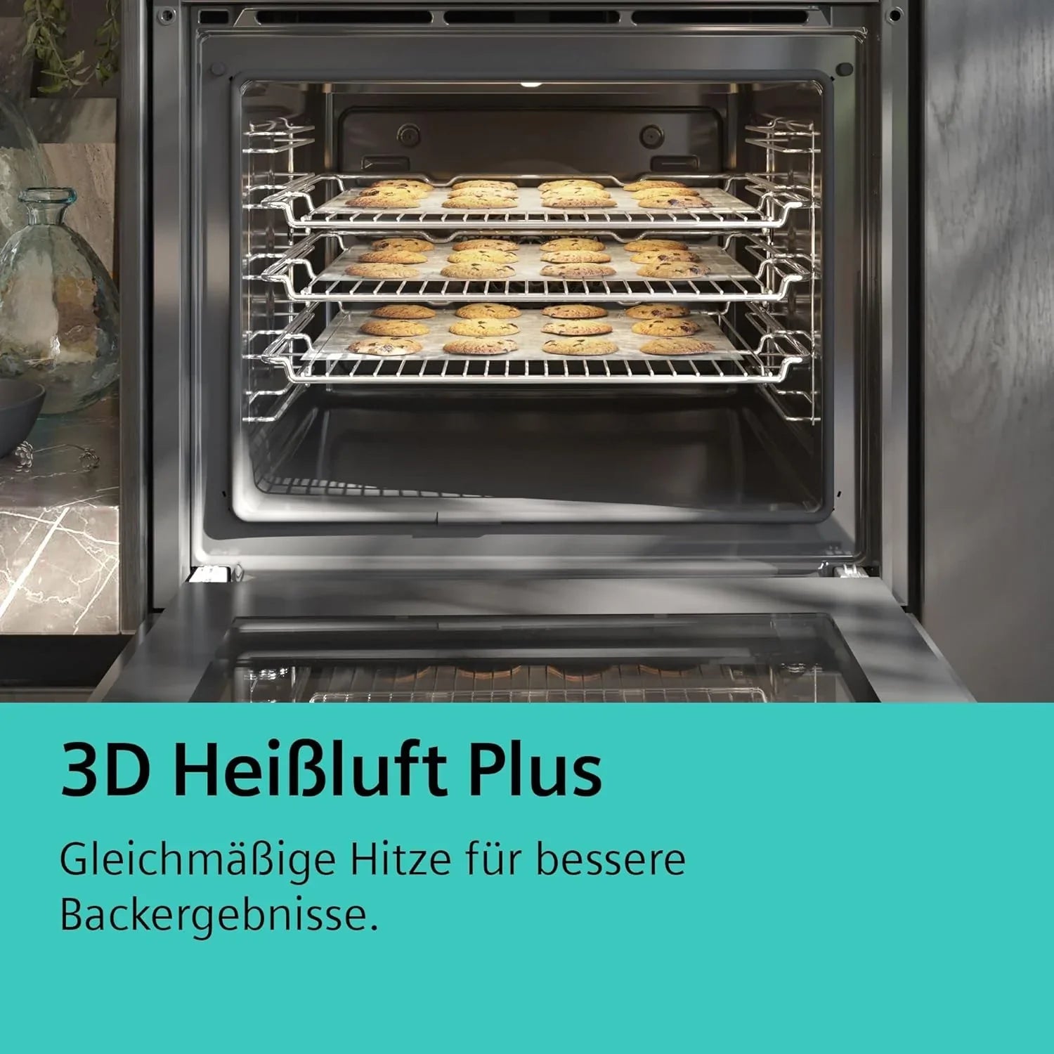 Siemens EQ211KAAB Einbau-Herd-Set iQ300, Integrierbare Herd-Kochfeld-Kombination 60 cm breit, Schnellaufheizung, granit Glanz Emaille, 3D Heißluft, Bräterzone, Schwarz