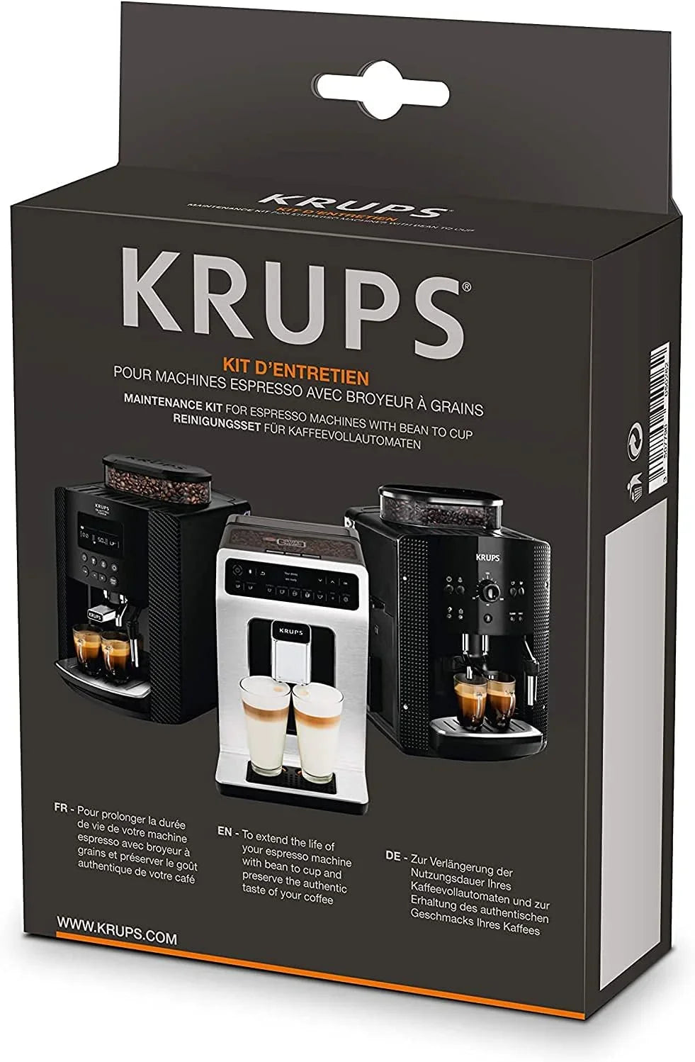 Krups Essential Kaffeevollautomat mit Milchschlauch, 2-Tassen-Funktion, LCD-Display, Einfache Reinigung, Kaffeemaschine, TÜV-Siegel, Schwarz, EA816031