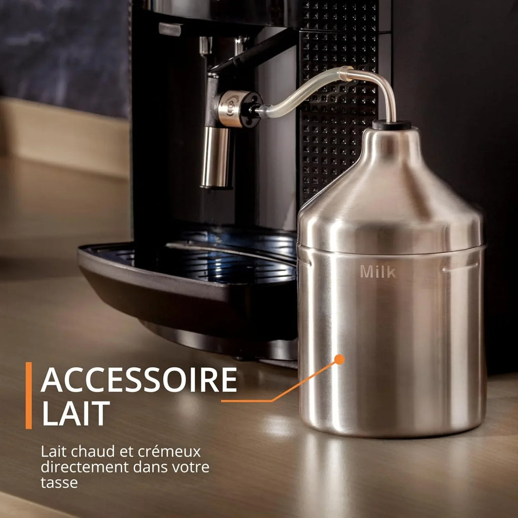Krups Essential Kaffeevollautomat mit Milchschlauch, 2-Tassen-Funktion, LCD-Display, Einfache Reinigung, Kaffeemaschine, TÜV-Siegel, Schwarz, EA816031