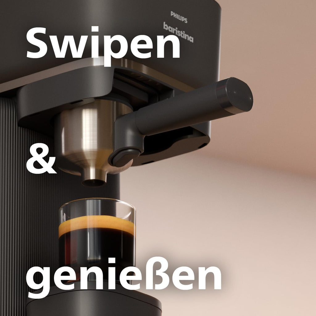 Philips Baristina Espressomaschine - Real Espresso- made simple. Kompakte Kaffeemaschine- Naturweiß mit weißem Siebträger- 16-bar-Pumpendruck- automatisches Mahlwerk- Cafe Crema (BAR300/00)