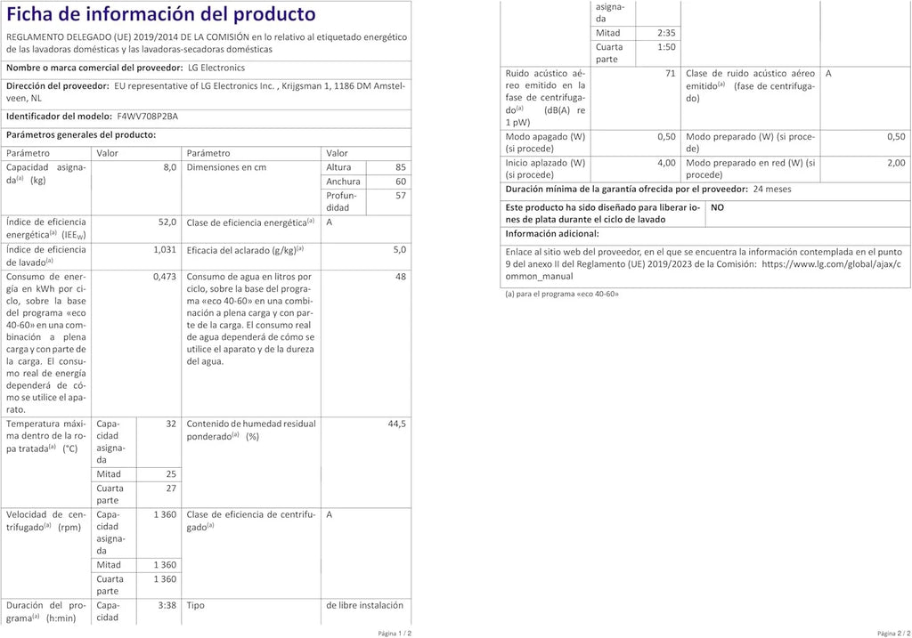LG F4WV7080, Klasse A, Frontlader-Waschmaschine 8 kg, 1400 U/Min, AI Direct Drive, Wi-Fi, Tiefenreinigung mit Dampf, Groe Kapazitt, TRIPLE A, Auentür aus Sicherheitsglas, 62 x 60 x 85 cm  Wei