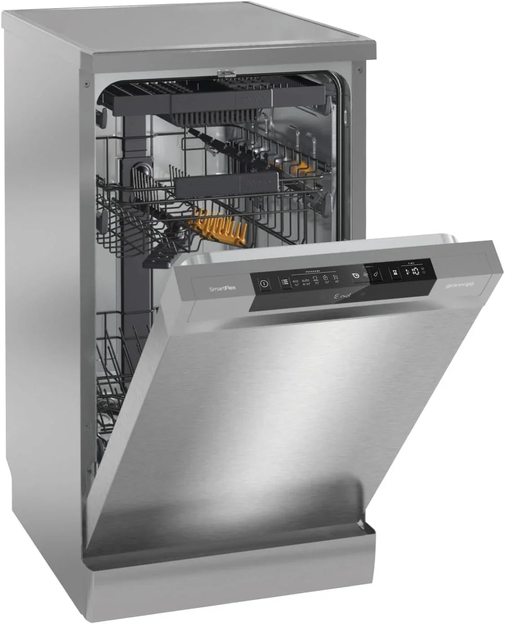 Gorenje GS 541D10 X Freistehender Geschirrspüler / SuperSilent / 11 Maßgedecke / 5 Programme / Programmanzeige / TotalDry / Silber, 45 cm breit