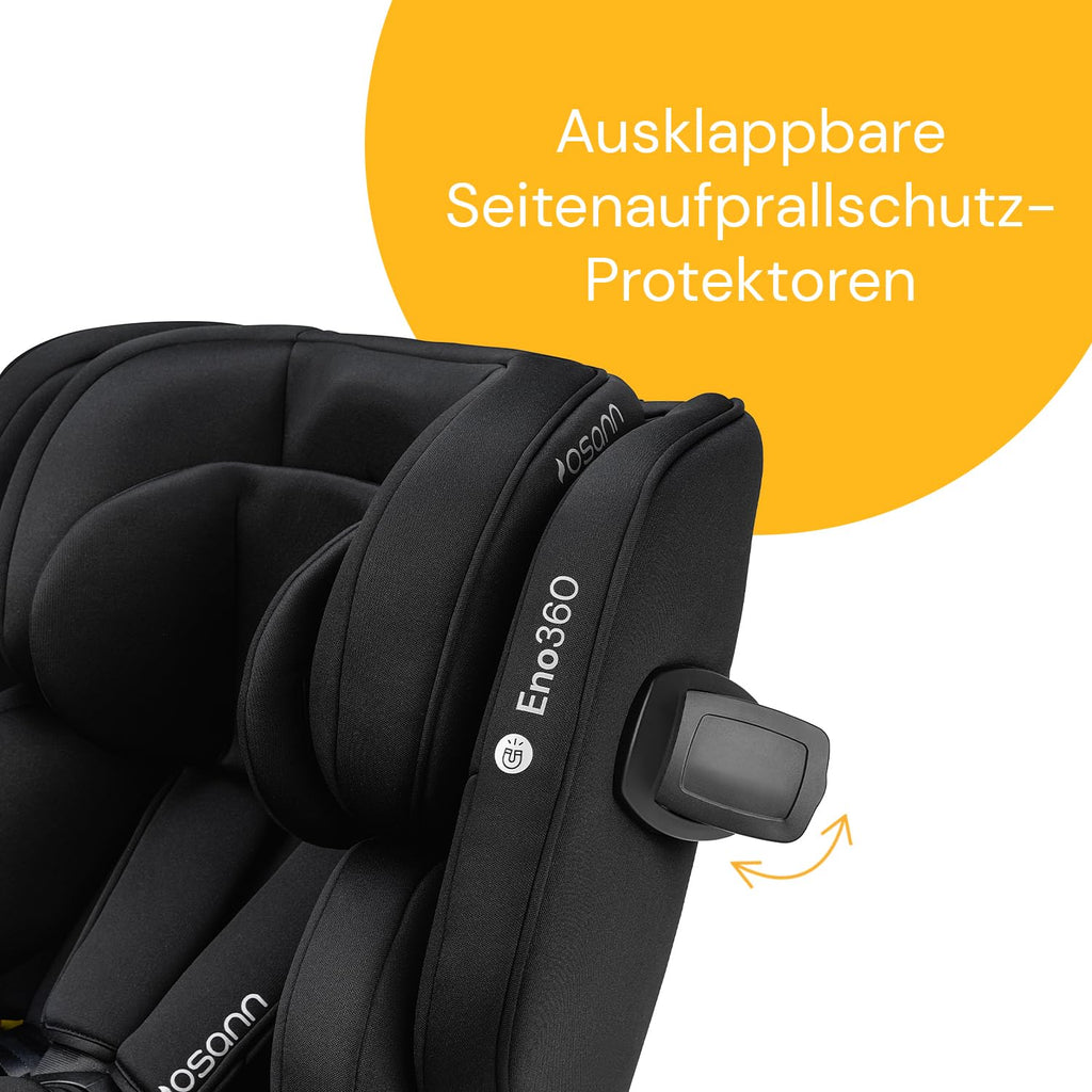 Osann Eno360 i-Size, drehbarer Kindersitz 40-150 cm, Reboarder mit Isofix, Baby Autositz – Dark Grey Melange