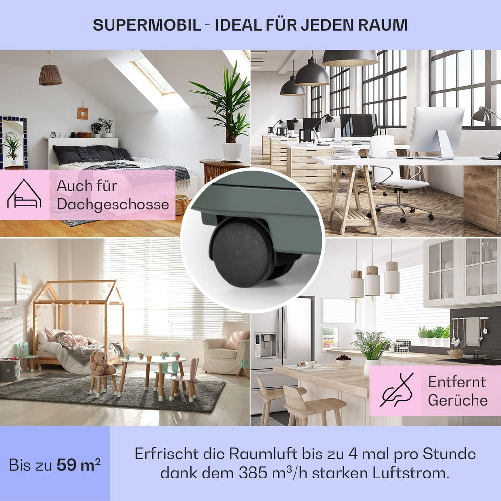 Klarstein Mobile Klimaanlage mit Abluftschlauch, 5-in-1 Klimagerät, Ventilator, Luftentfeuchter, Luftreiniger & Nachtmodus, App-Steuerung, Kleine & Portable, für Wohnung & Büro, 12000 BTU
