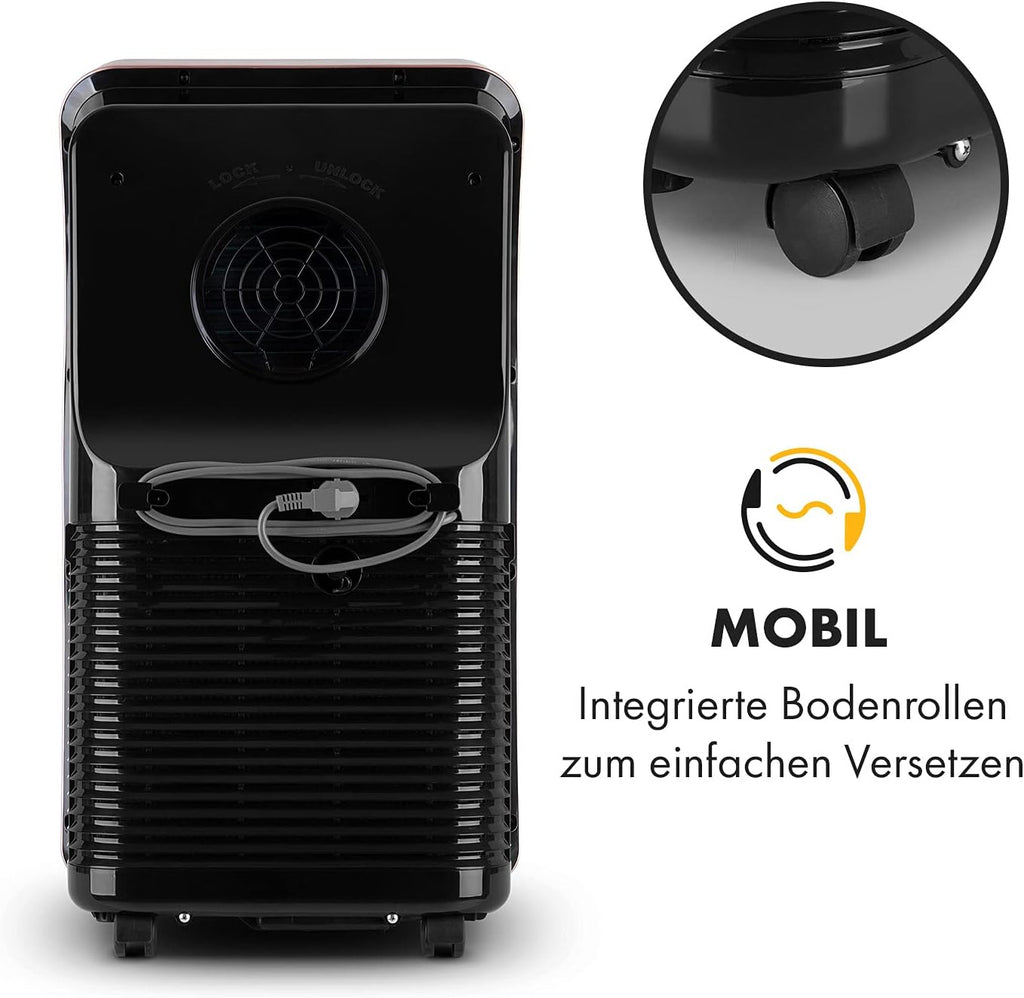 Klarstein Mobile Klimaanlage mit Abluftschlauch, 4-in-1 Klimagerät mit Ventilator, Luftentfeuchter & Nachtmodus, Kleine & Portable Klimaanlage für Wohnung & Büro, App-Steuerung, 12000 BTU