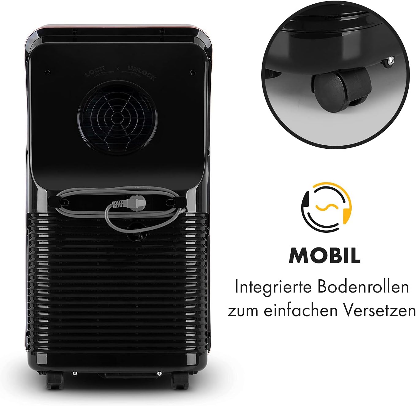Klarstein Mobile Klimaanlage mit Abluftschlauch, 4-in-1 Klimagerät mit Ventilator, Luftentfeuchter & Nachtmodus, Kleine & Portable Klimaanlage für Wohnung & Büro, App-Steuerung, 12000 BTU
