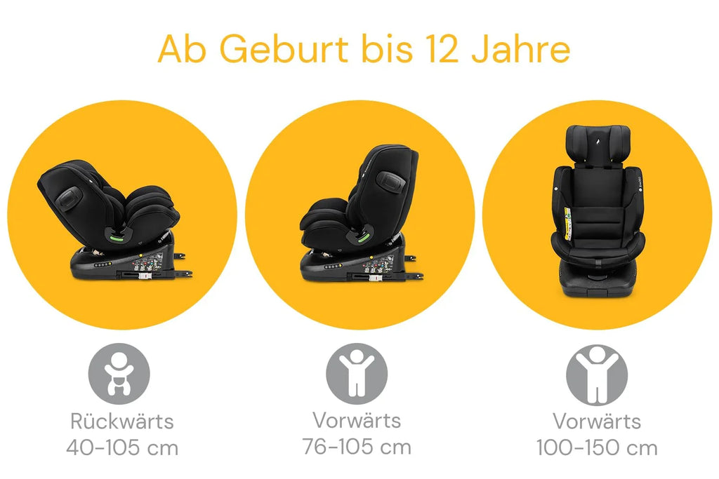 Osann Eno360 i-Size, drehbarer Kindersitz 40-150 cm, Reboarder mit Isofix, Baby Autositz – Dark Grey Melange