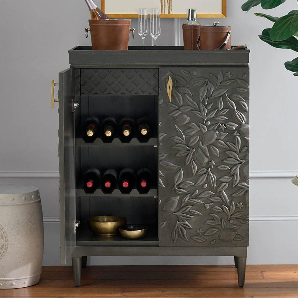 Meuble Bar Bois de Mangue Finition Anthracite